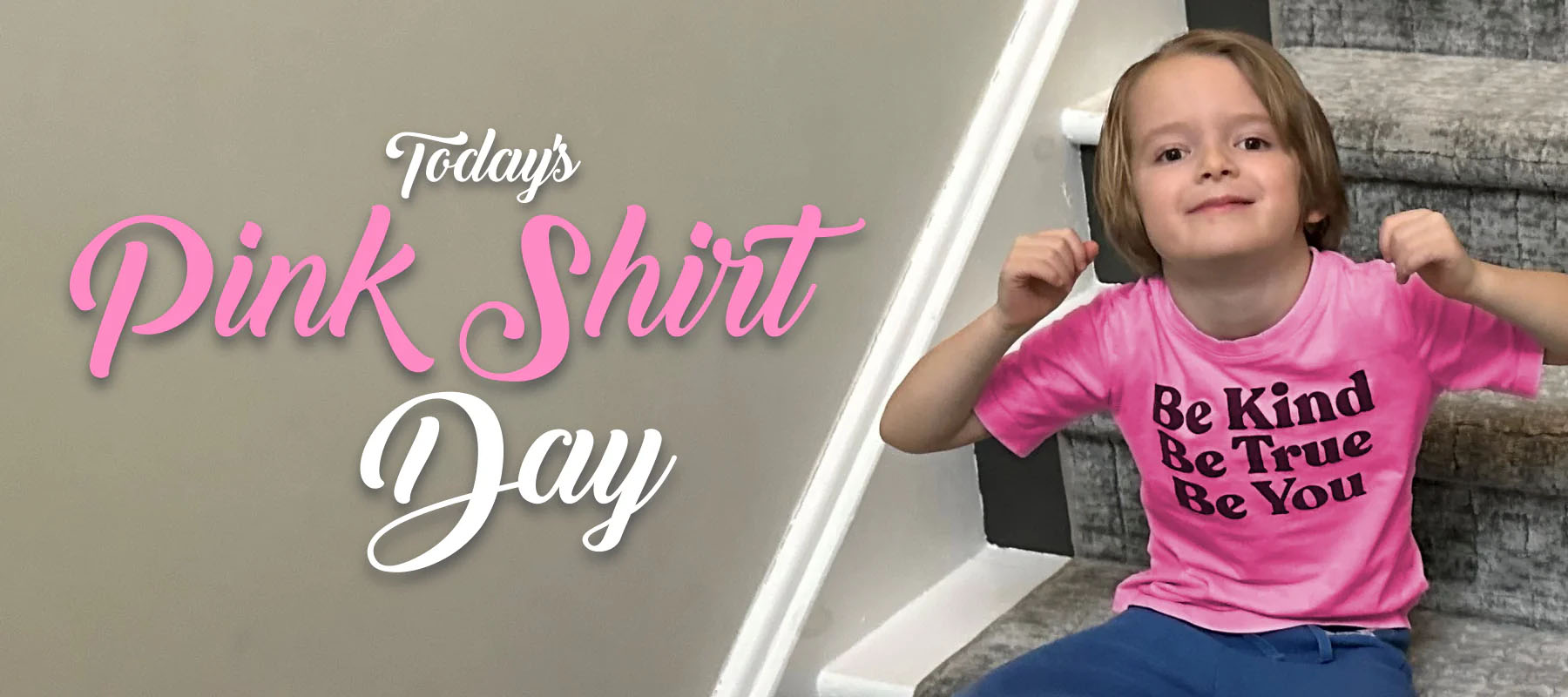 Picture of boy with pink shirt for Pink Shirt Day