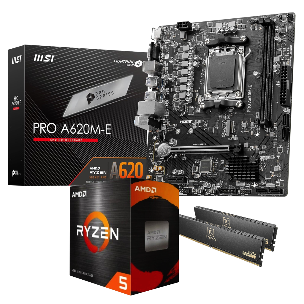 New - AMD Ryzen 5 5600X Up to 4.6GHz w/32GB DDR5 A620 Motherboard Upgrade Combo